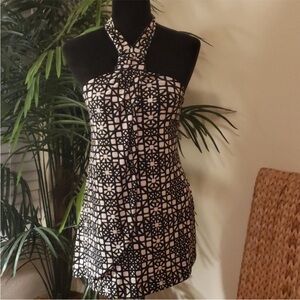 White House Black Market Black and White Halter statement halter